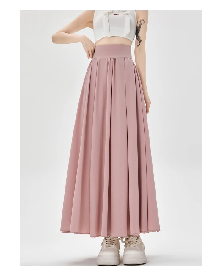 Solid Color Suit Skirt High Waist Medium Length Pleated Skirt Fashionable Versatile A-line Umbrella Skirt Spring Summer New