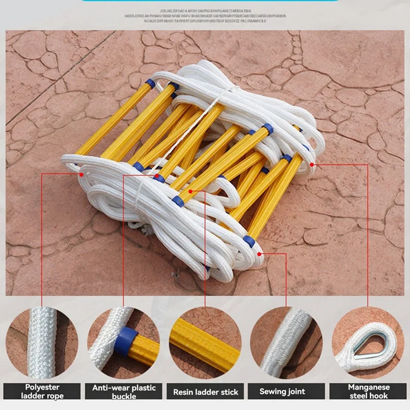 New-Rope Ladder, Emergency Fire Escape Ladder, Flame Retardant Safety Rope Fast Deployment,Ladder Escape Ladder,3M