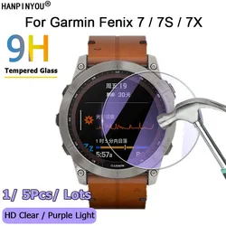 For Garmin Fenix 7 7S 7X Pro Solar Smart Sport Watch Ultra Clear / Anti Purple Light 2.5D Tempered Glass Film Screen Protector