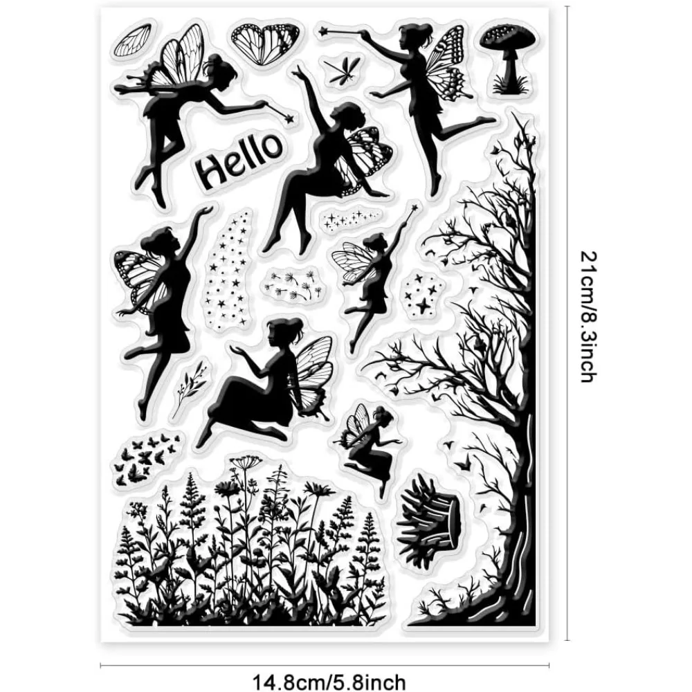Fairy Clear Stamps for DIY Scrapbooking Flowers Tree Silicone Stamp Seals 1PC For Cards Making Photo Album clear stamps clear rubber stamps