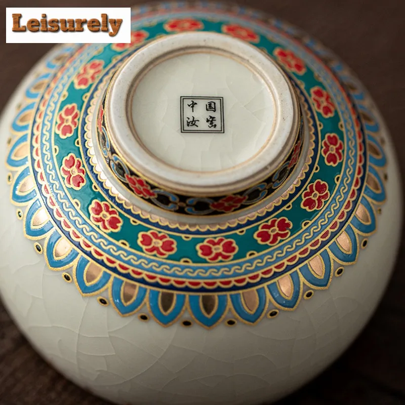 120ml Ru Kiln Dunhuang Cracked Glaze Teacup Zen Tea Bowl Tea Pair Tea-tasting Smelling Cup Chazhan Master Cups Chinese Tea Set