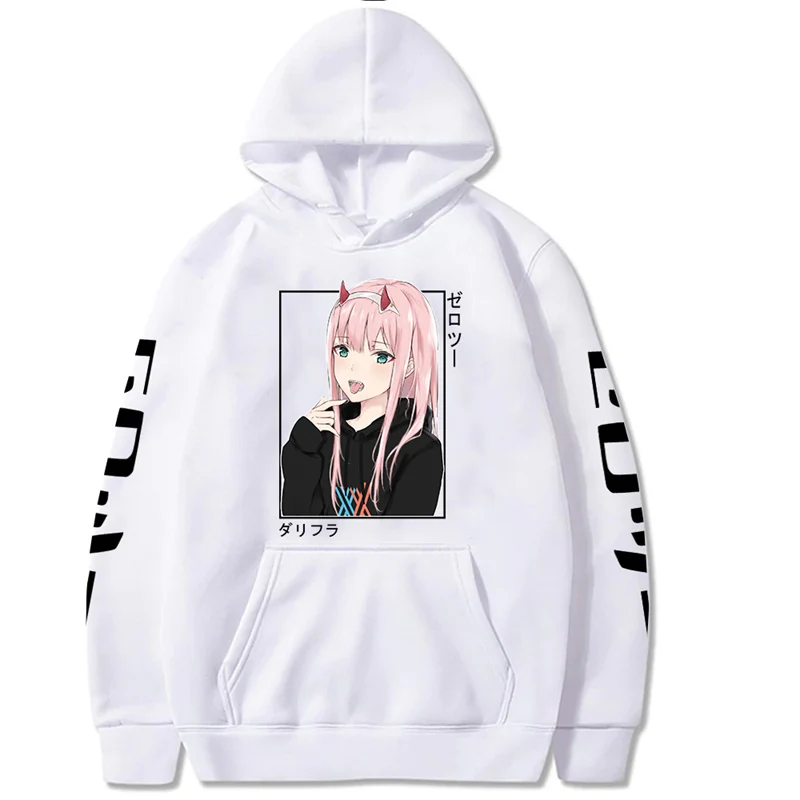 Harajuku Anime Darling In The Franxx Zero Two Graphic Print Hooded Men Women Hoodies Casual Sweatshirt Female Trendy Pullover