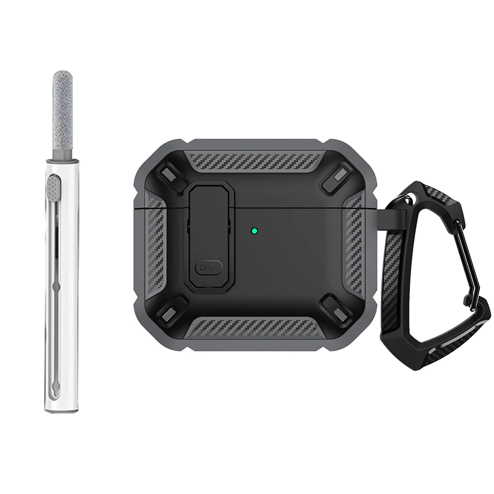 Enhanced Security Lock Case for AirPods - Durable TPU & PC Protective Earphone Cover with Hook