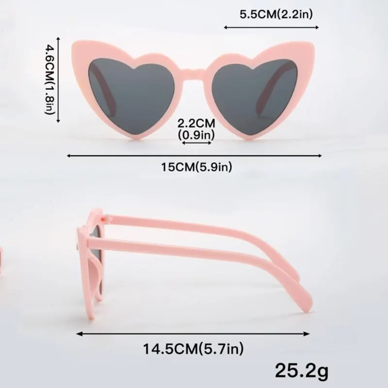 3Pcs Love Heart Frame Sunglasses Goggles Women Brand Designer Fashion Cute Solid Vintage Cheap Sun Glasses Party Gift