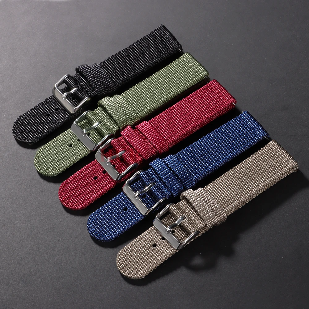 Nylon Canvas Woven Soft Watch Band - Sport & Military Style Wristband