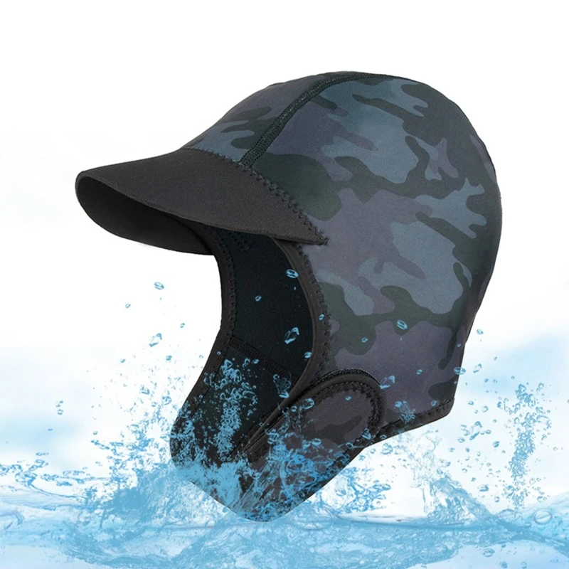 2MM Neoprene Scuba Surf Swim Cap Chin Strap Adjustable Quick-Drying Diving Hood Sun Hat Swimming Kayaking Snorkeling Swim Cap