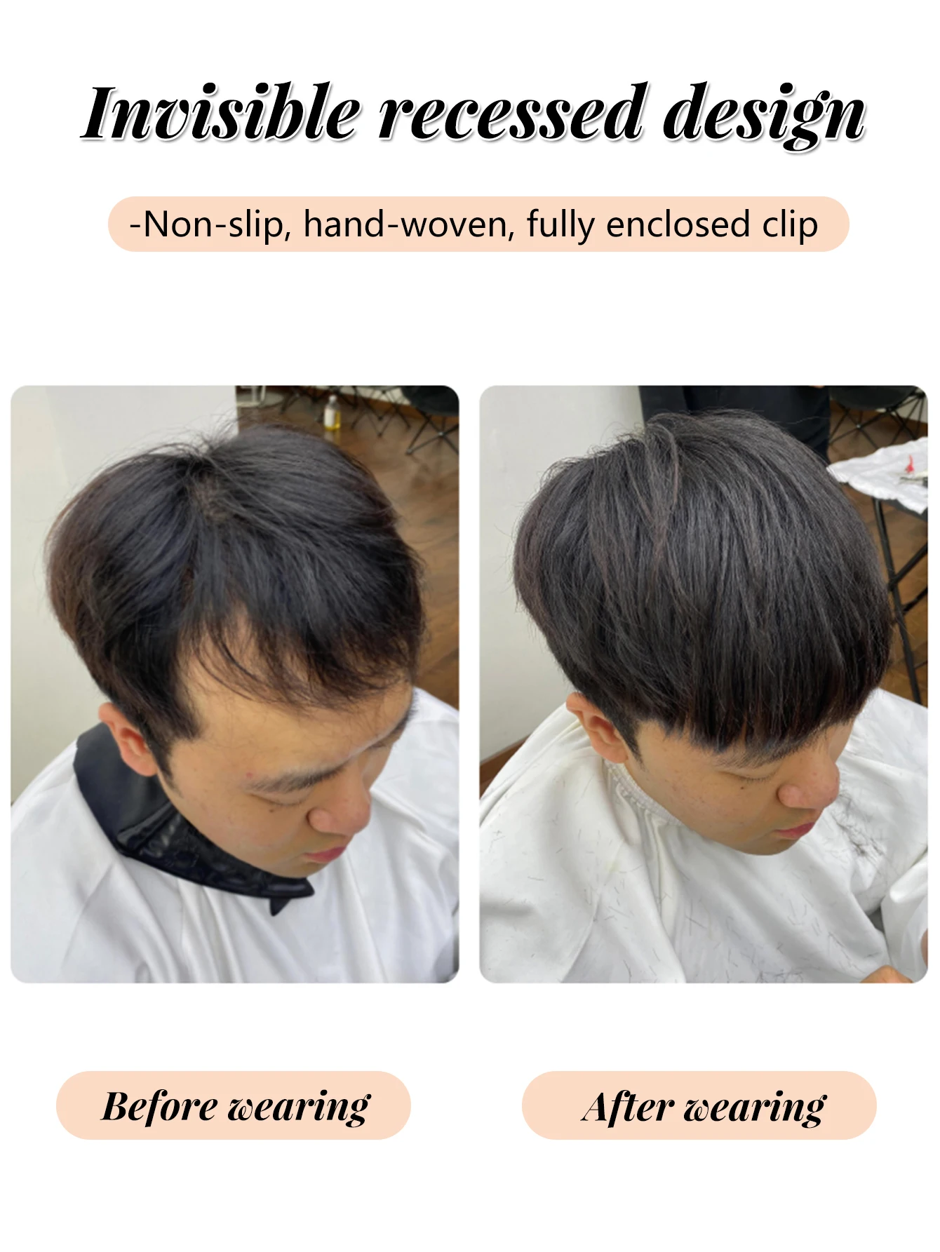 Human Hair Bangs for Men Clip in Real Hair Fringe Extension