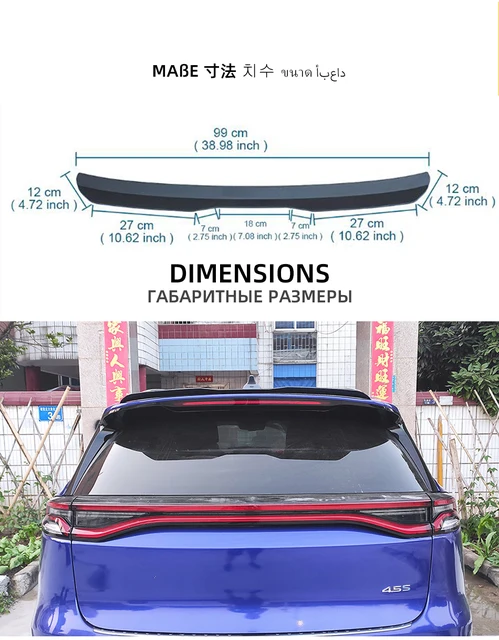Spoil Water99cm Universal Car Spoiler - Abs Plastic Rear Roof Trunk Lid  Wing