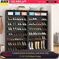70.8'' 2PCS Shoe Cabinet，9 Tiers 40-45 Pairs Heavy Duty Wood Freestanding Shoe Storage Cabinet，Shoe Cabinet with Open Storage 1