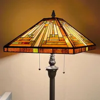 Capulina Tiffany Floor Lamp 2-Light 16X16X63 Inches Amber Brown Mission Antique Style Stained Glass Standing Reading Light 2