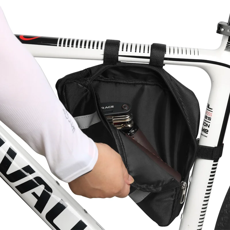 Borsa Triangolare Bicicletta Impermeabile - Per Telaio, Riflettente, Nylon 600D, Capacità Generosa - Foto 10