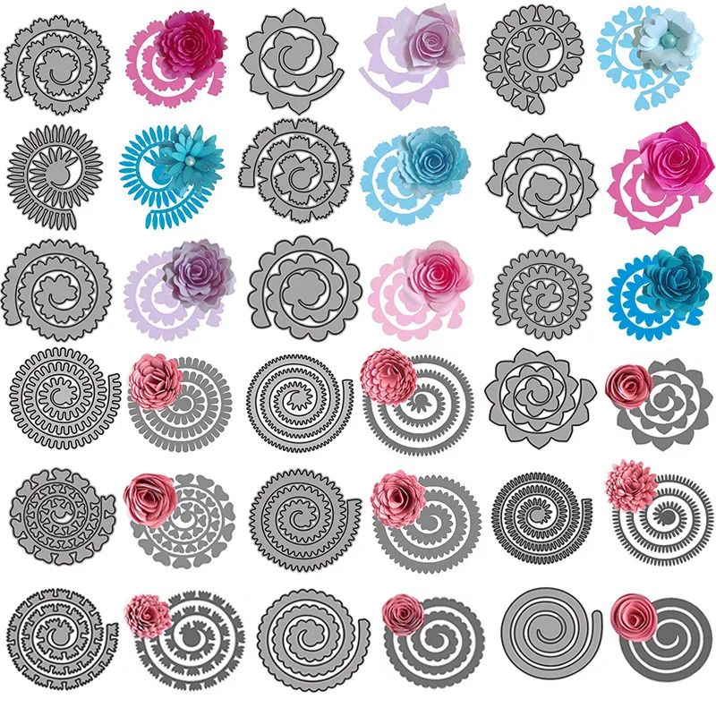 Grandes Matrices De Découpe En Métal à Fleurs Roulées En Spirale 3D, Guirlande De Fleurs De 115mm Pour Bricolage, Décoration De Scrapbooking, Fabrication De Cartes En Papier Artisanales