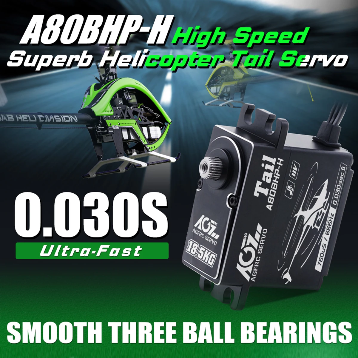 

AGFRC Helicopter Servo A80BHP-H 18.5KG HV Fast Speed Brushless Digital For RC 570-800 Size, OXY5 MEG, 450-700 Class Helicopter