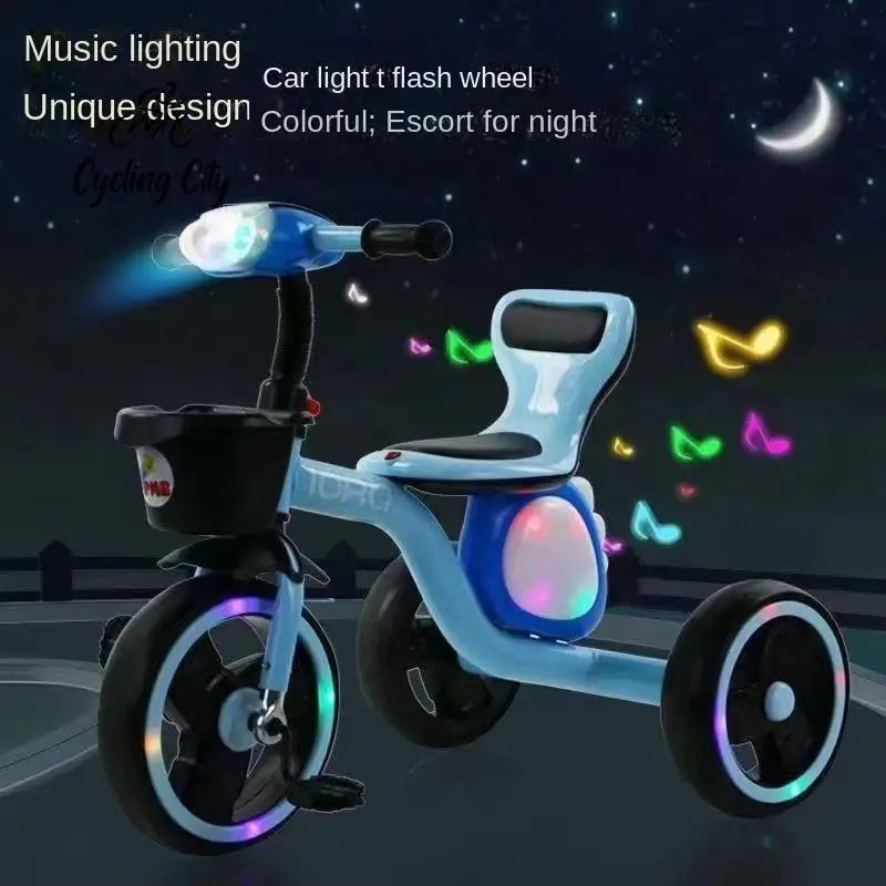 Children's Tricycles 2-7 Year Old Baby Bicycles Children's Bicycles Lighting Music Cars Stable Non Overturning Suitable For Kid