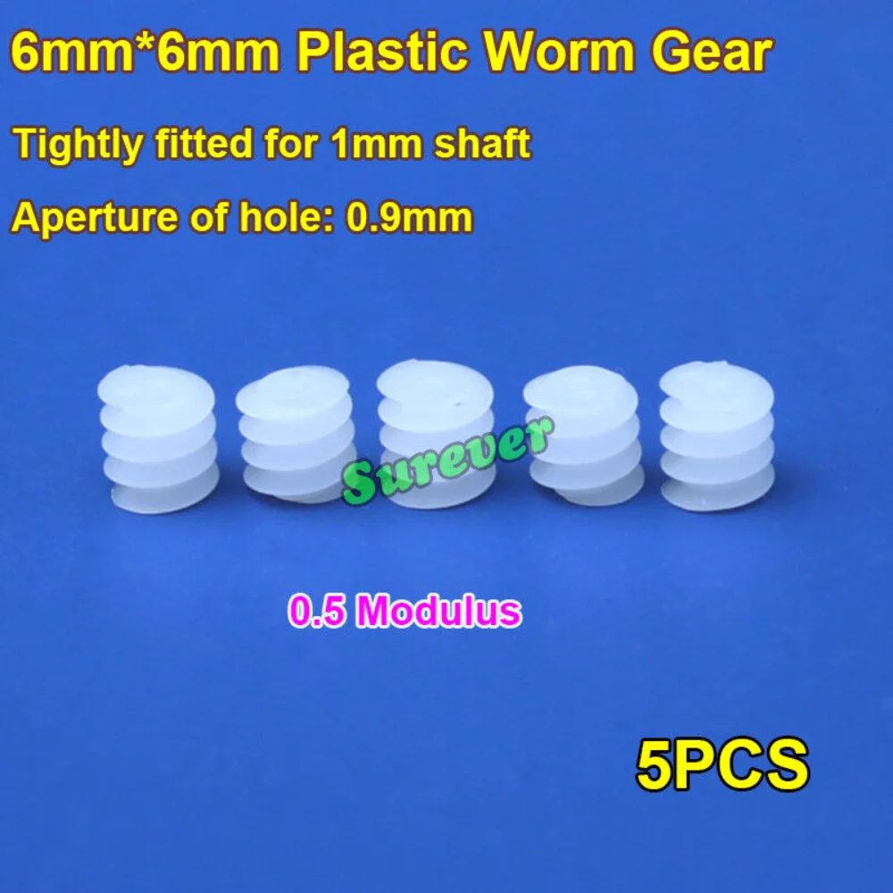 5PCS Mini 6mm Plastic Worm Gear Screw deceleration Gear Turbine 0.5