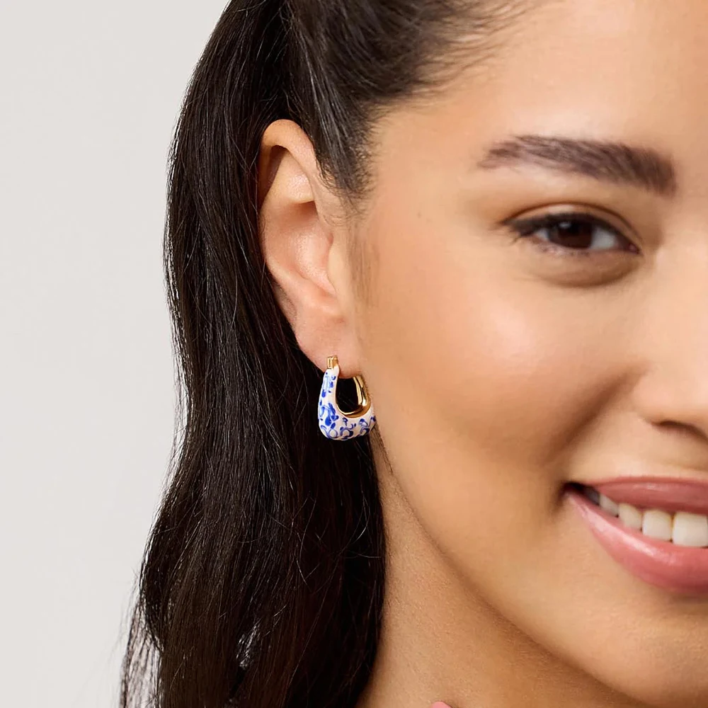 Juliana Enamel Flower Hoop Earrings 3