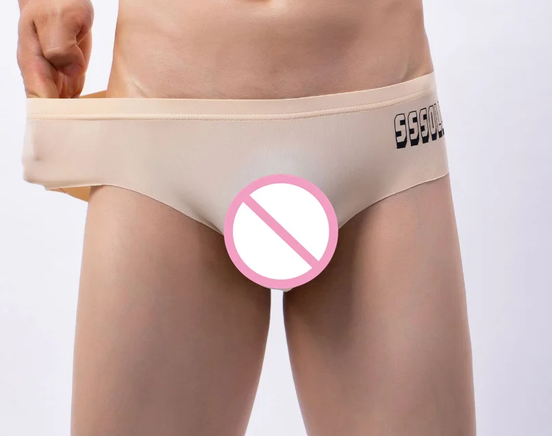 

Men Ice Silk Briefs Seamless Ultra Thin Underwear Smooth See Though Briefs Summer Breathable Panties Solid Elastic Lingerie