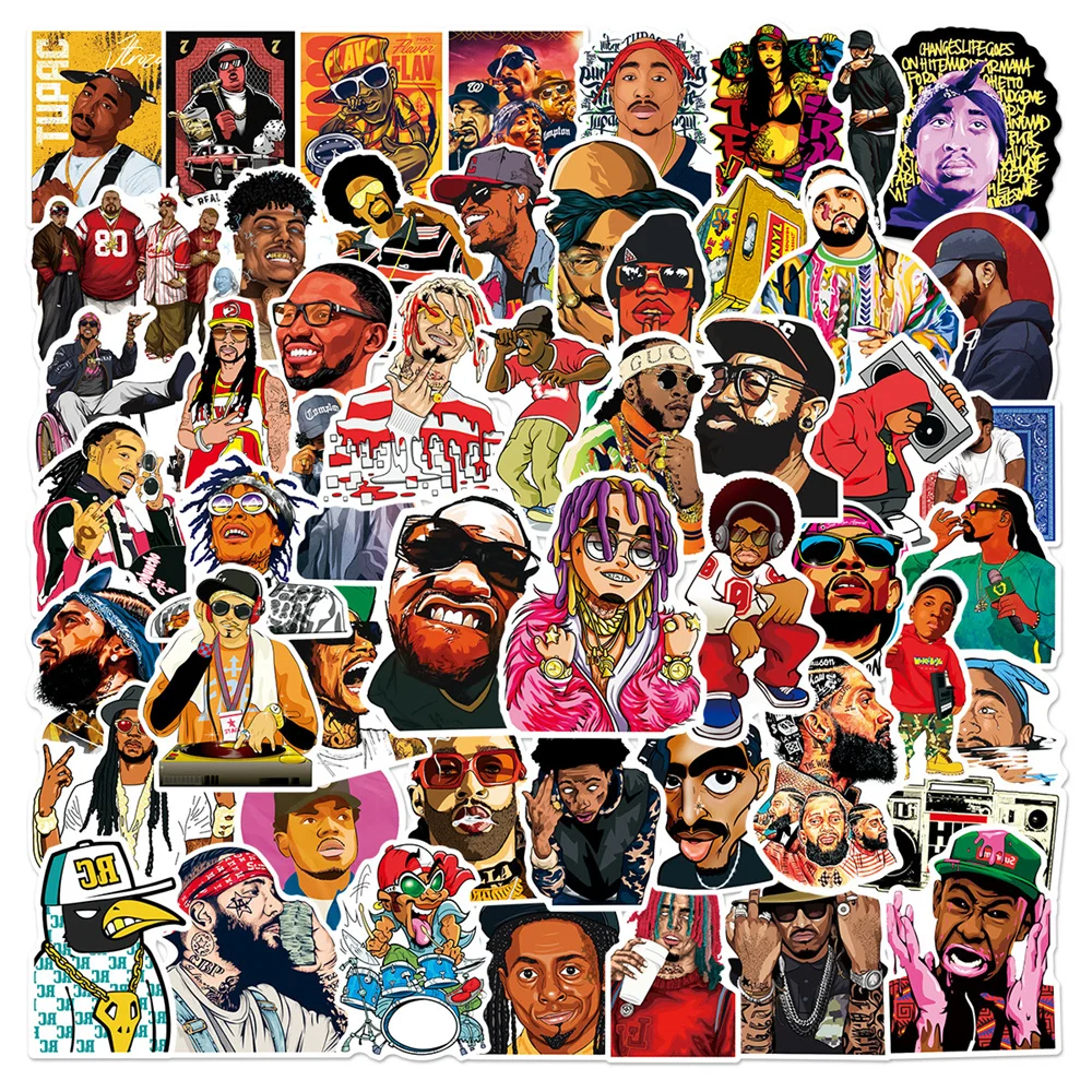 50pcs HipHop Rap Singer Rapper Stickers For Guitar Stationery Suitcase 50pcs HipHop Rap Singer Rapper Stickers For Guitar Stationery Suitcase