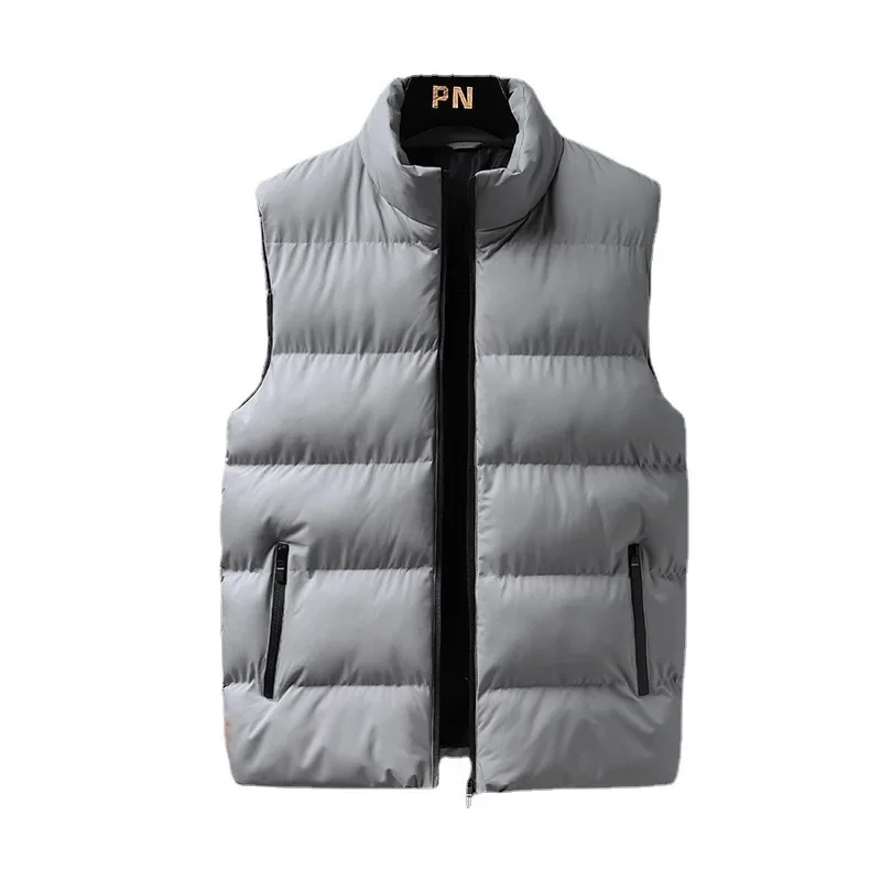 Korean Casual Thickened Down Cotton Jacket Men's Vest Autumn/Winter Fashion Motorcycle Rider Vest Plus Size Shoulder V