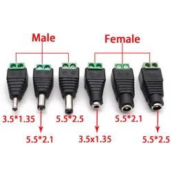 2PCS male and female DC Power plug 5.5 x 2.1MM 5.5*2.5MM 3.5*1.35MM 12V 24V Jack Adapter Connector Plug CCTV 5.5x2.1 2.5 1.35