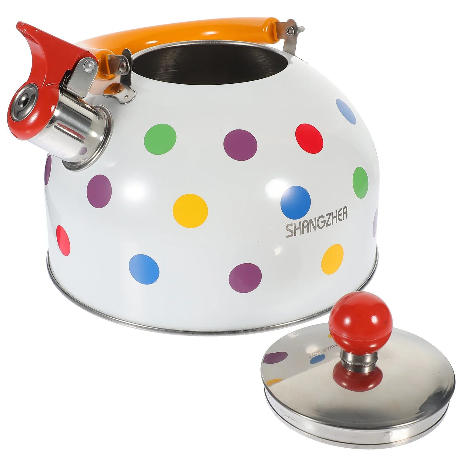 

Color Dot Kettle Teapots for Home Boiling Water Dots Stovetop Boiler Stainless Steel Whistling Hot