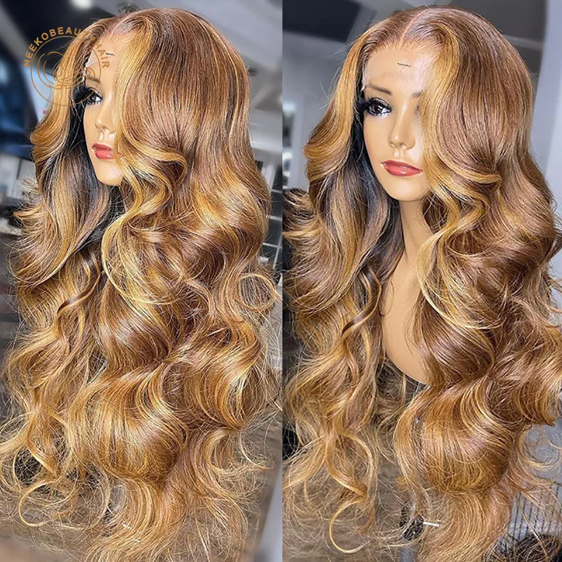 

Transparent Lace Frontal Wigs Pre Plucked Honey Blonde Lace Front Wig Wavy Colored Human Hair Wig Highlight Wigs For Women
