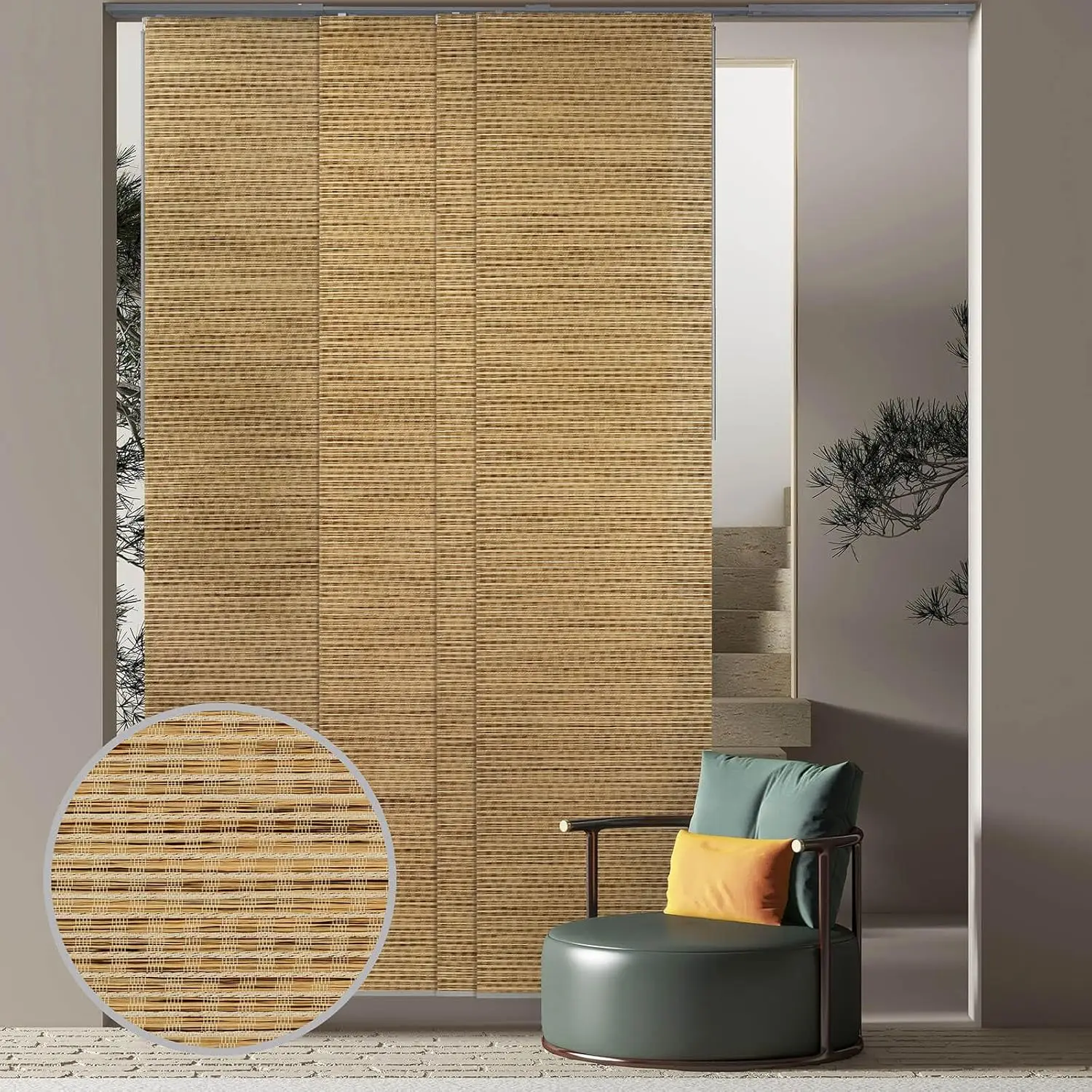 Design Adjustable Sliding Panel Track Blinds 45.8"- 86" W x 96" H, Extendable Vertical Blinds