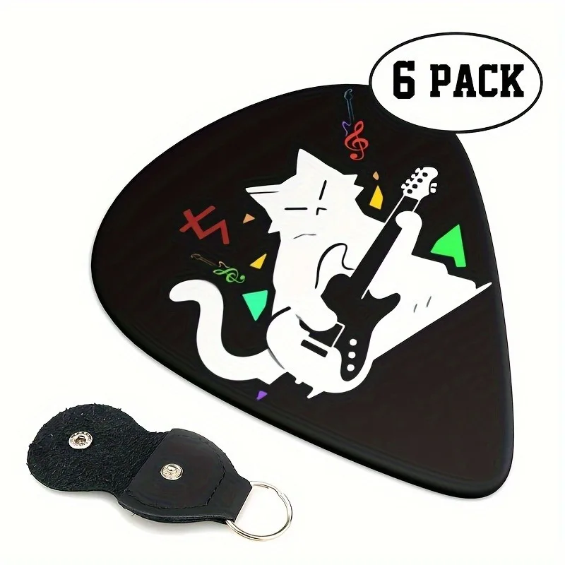 Original Sound Guitar Picks Double-Sided Printed Ukulele Guitar Finger Shrapnel Keychain Holster Gift Music Lovers 6 Pcs guitar picks
