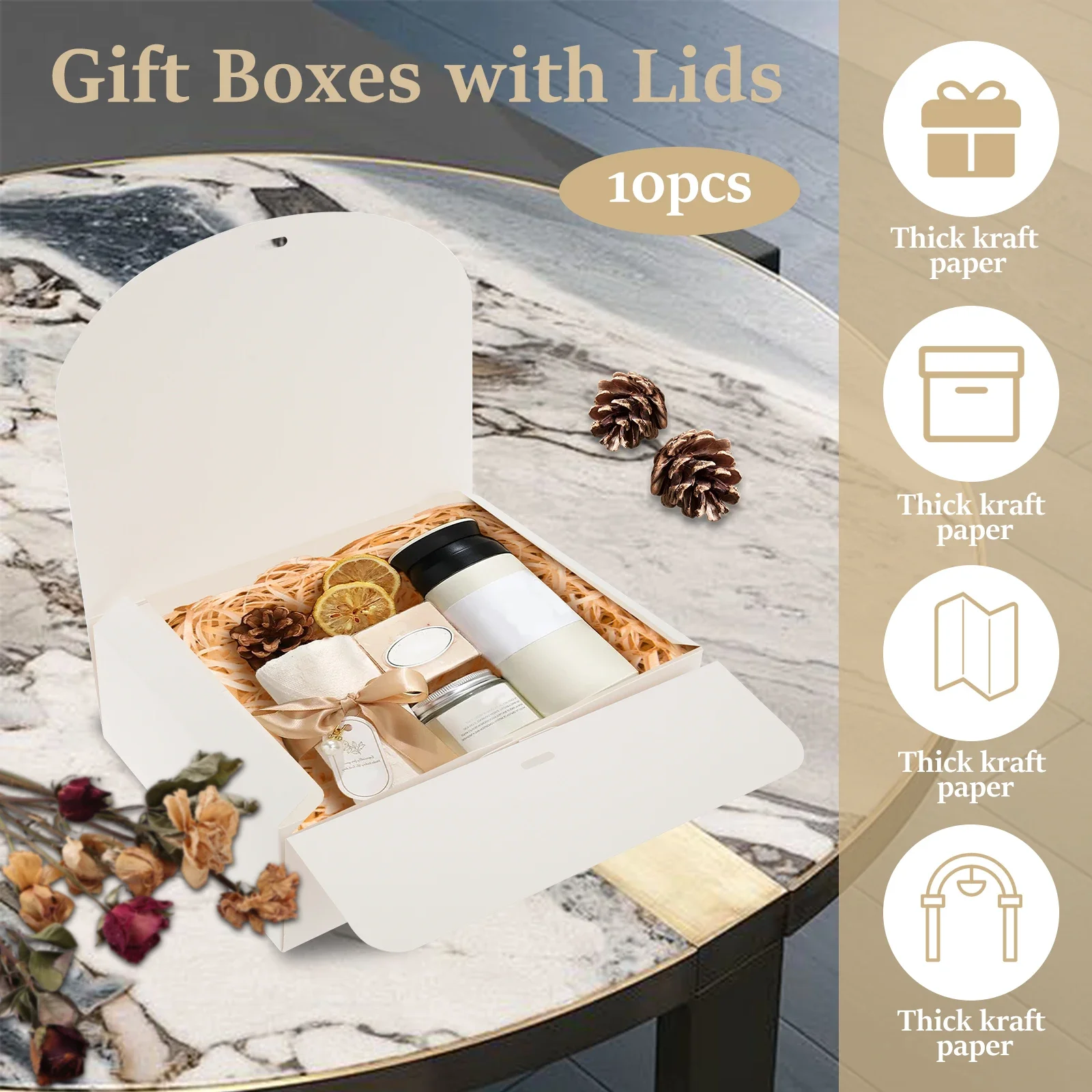 10 Pcs Gift Boxes with Lids and Ribbon – Large Capacity Paper Present Boxes, Decorative... - SKU GBLR1853 - UGI Packaging