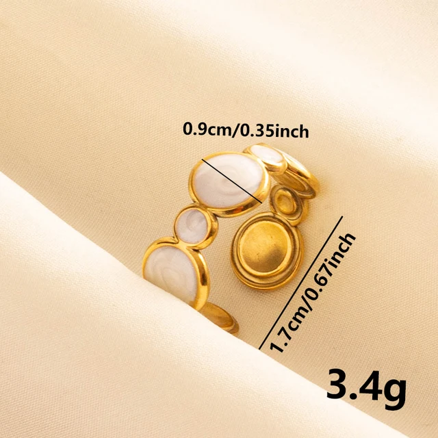 Bagues ouvertes bohème en émail blanc, couleur or, luxe, irrégulier, en acier inoxydable, réglable, bijoux de charme pour femmes, cadeaux