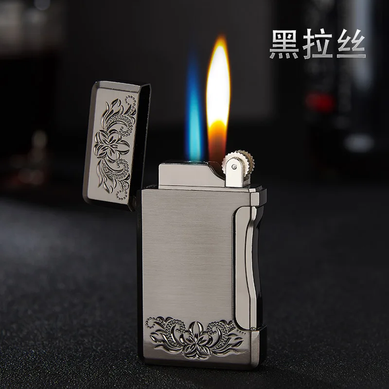 

TOP Metal Double Flame Gas Lighter Outdoor Windproof Portable Cigar Lighter Kitchen Barbecue Torch Lighter Men's Gift