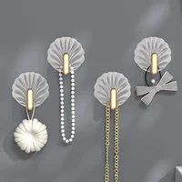 8Pcs Shell Shape Wall Hook Kitchen Bathroom Multifunction Punch Free Hooks Coat Hanger Home Decoration Paste Style Hooks 2