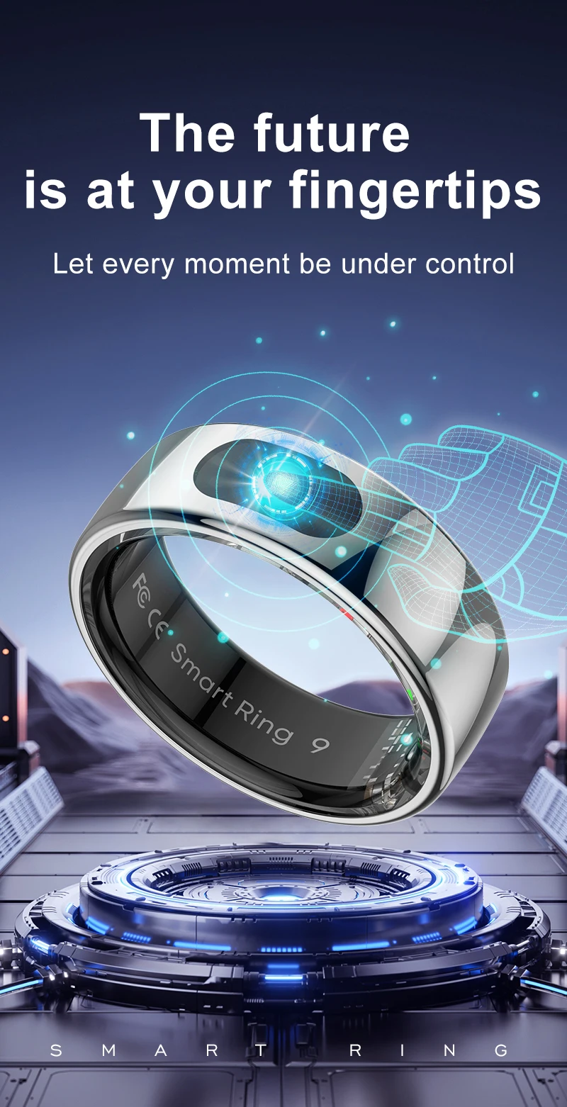 New R08 Smart Ring With Charging Case Smart Touch Screen Health Monitor Sports Fitness Tracker IP68 5ATM Waterproof Smart Ring