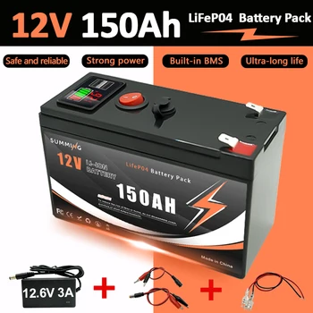 แบตเตอรี่ลิเธียม 12V 150Ah LiFePO4 ลึก 4000+ รอบแบตเตอรี่แบบชาร์จไฟได้สําหรับแสงสว่าง, Power ล้อ, พลังงานแสงอาทิตย์/พลังงานลม, UPS ขนาดเล็ก 1