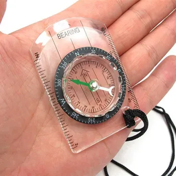 Transparent Plastic Compass Proportional Footprint Travel Military Tool 1