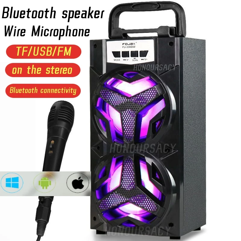 10W Karaoke Outdoor Portable Sound Box Speaker Wireless Large Home Theater  Bluetooth Party Speakers With Wired Microphone - AliExpress