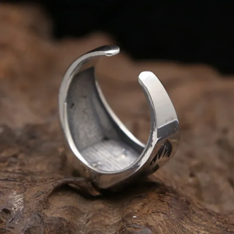 Genuine s925 sterling silver rings for men new fashion simple golden eagle solar radiation Argentum punk jewelry adjustable