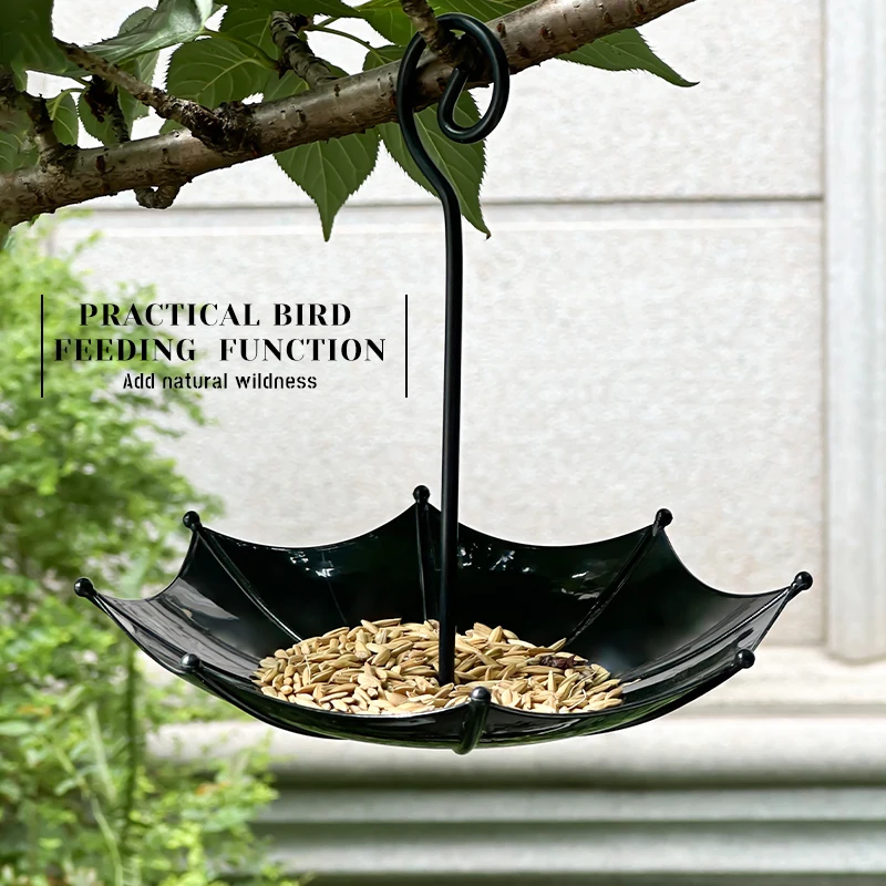 Bird Feeder Parrot Feeder Bird Water Drinker Bird Grinding Bar Bird Supplies Creative Umbrella Feeder Parrot Food Tray Outdoor Water Tank Birdcage Hanging Decorative