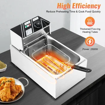 Friggitrice di grande capacità da 6 litri, friggitrice elettrica professionale da 2500 W con cestello in acciaio inossidabile, accessori da cucina chic per la casa 1