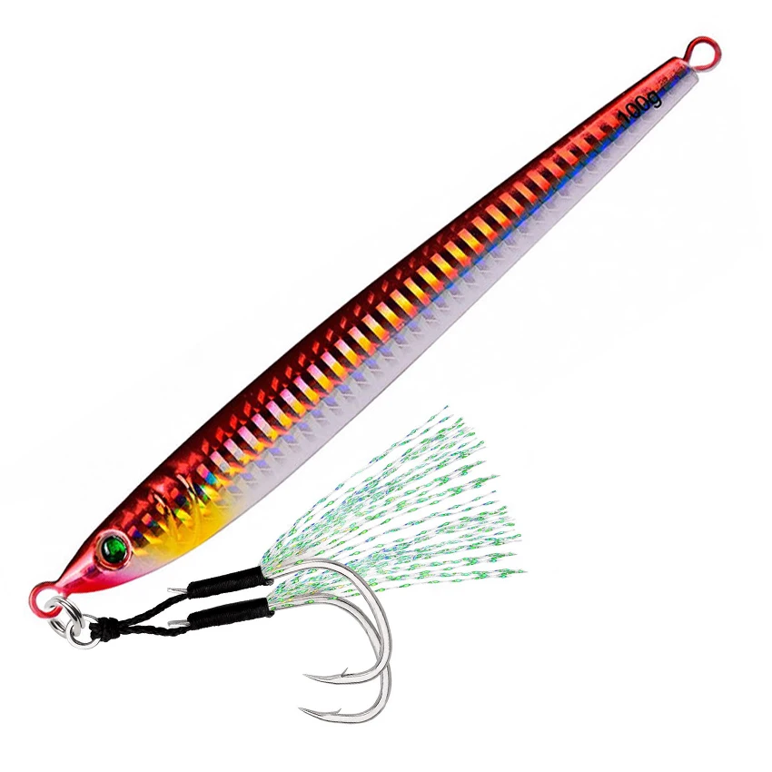 1 stücke Langsam Lange Metall Jig Angeln Locken Mit Haken Langsam Cast Jigging Löffel 60G 80G 100G Künstliche Shore Metall Köder Sea Tackle – Detail 9