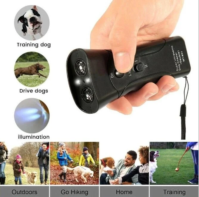 Ultrasonic Drive Dog Repeller Dual Head Double Side Stop Attachs Torcia Per Animali Dispositivo Di Addestramento Antiabbaio Fornitura Per Animali Dome