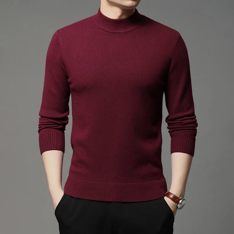 half sweater for men 2022 Autumn and Winter New Men Turtleneck Pullover Sweater Fashion Solid Color Thick and Warm Bottoming Shirt Male Brand Clothes black sweater with zipper Sweaters