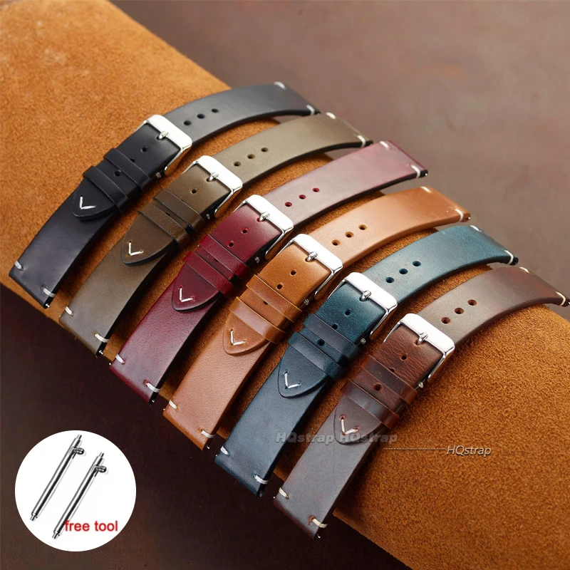 Elegant Genuine Leather Quick Release Watch Band - Unisex Versatile Strap Replacement