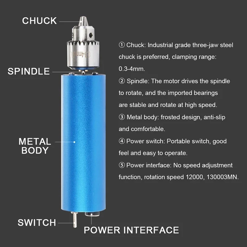 220V 13000rpm Stepless Speed-adjustable Handheld Mini Metal Electric Grinder Multifunct Polishing and Engraving Electric Drill 3