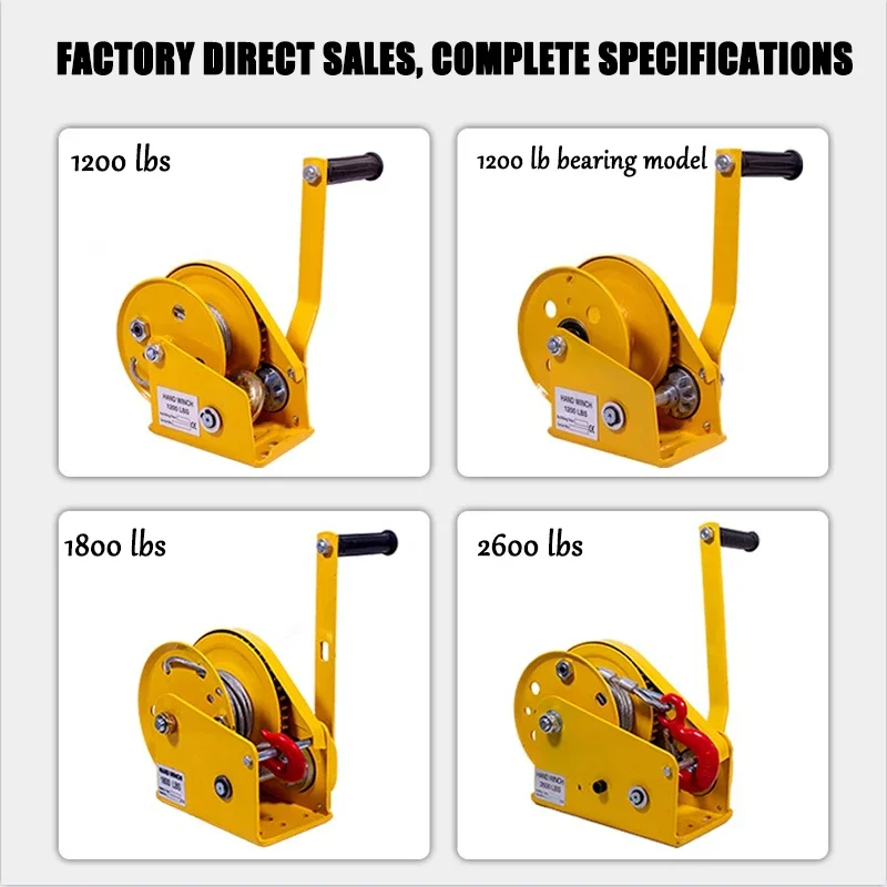 1200 LBS Two-Way Self-Locking Device Small Manual Winch Mini Wire Rope Winch With Hook Automatic Brake Manual Crane Hoist Tools