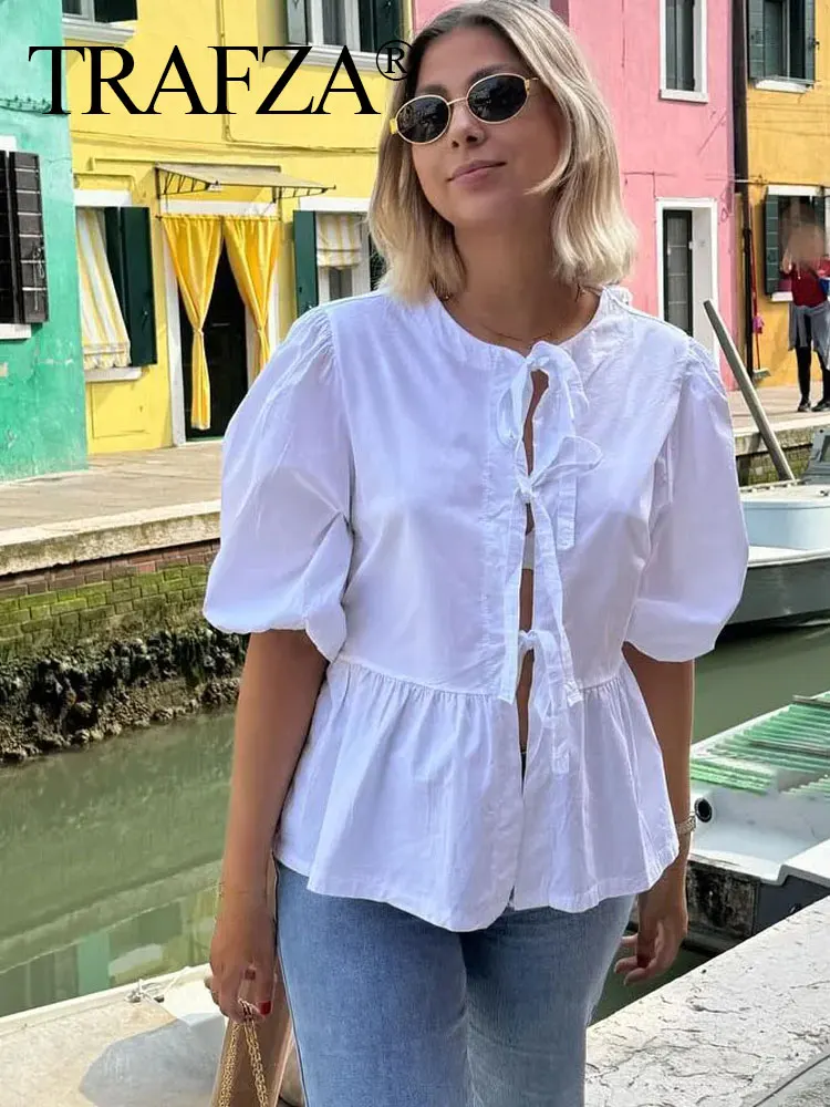forme 2025 Puff Sleeve Blouse ホワイト Zara Embroidered Puff-Sleeve Blouse — UFO No More