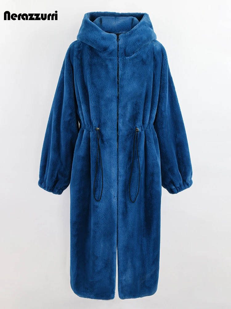 NerazzurriWinterLongOversizedThickWarmBlueWhiteBlackFauxFur