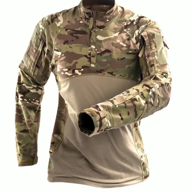 Tactical Shirt Long Sleeve Top Camo Airsoft Outdoor Sports Combat Shirt Black MultiCam Camo 3105
