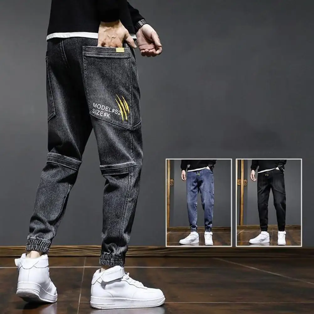 

Spring Summer Baggy Men's Cargo Jeans Fashion Harlan Cotton Streetwear Harajuku Pants Joggers Elastic Waist Trousers Male M-4XL