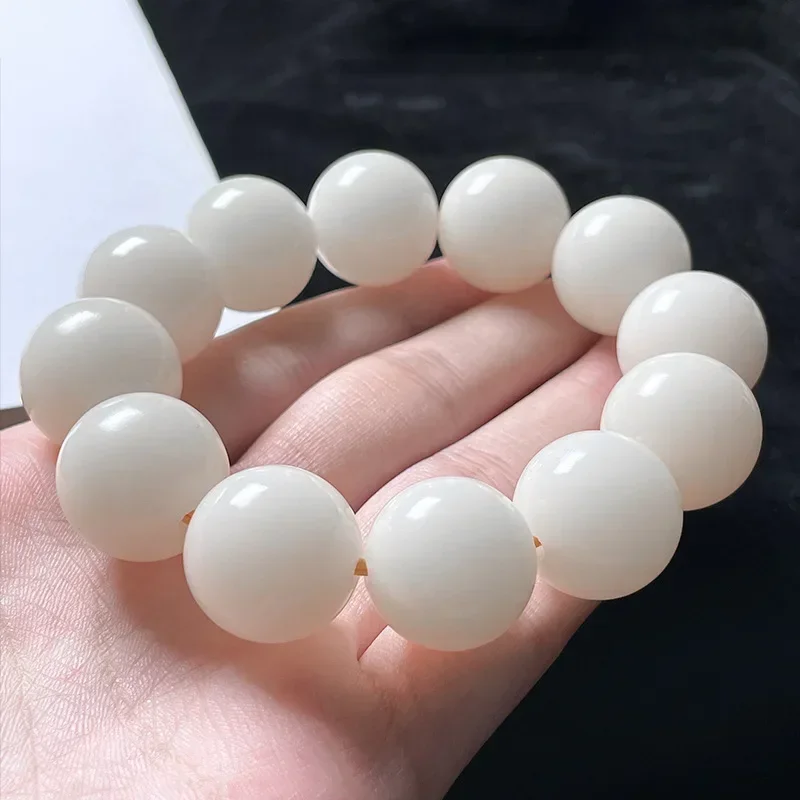 

Natural White Bodhi Beads Bracelet High Throwing Seed Bangle Buddha Beads Playing Yoga Jewelry for Men Women Energy Stone Gift